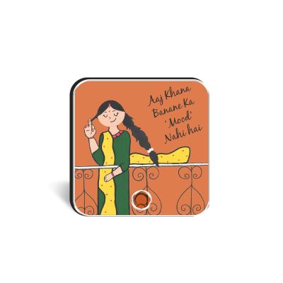 “Aaj Khana Banane Ka Mood Nahi Hai” Personalized Musical Fridge Magnet Funny Rechargeable Sound Magnet for Mom